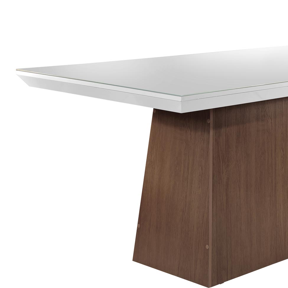 Conjunto de Mesa de Jantar Luna I com Vidro e 6 Cadeiras Grécia Veludo Chocolate e Off White