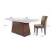 Conjunto de Mesa de Jantar Luna I com Vidro e 6 Cadeiras Grécia Veludo Chocolate e Off White