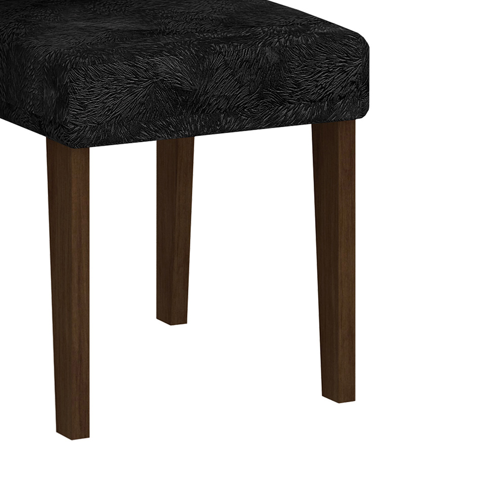 Conjunto de Mesa de Jantar Luna II com Vidro e 6 Cadeiras Grécia Suede Castor e Preto