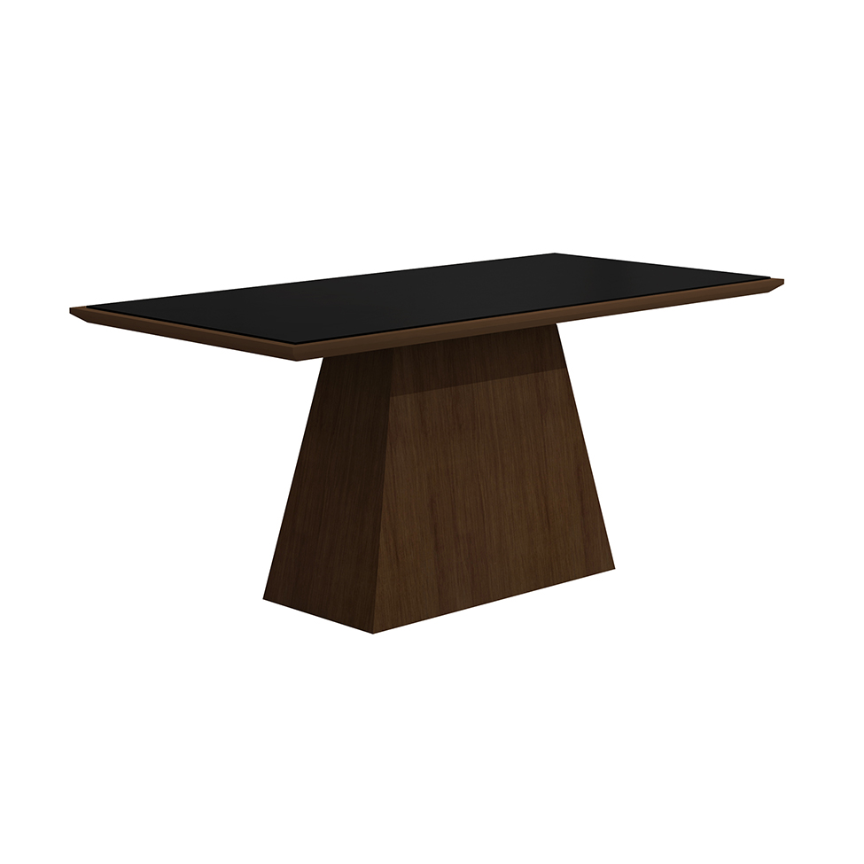 Conjunto de Mesa de Jantar Luna II com Vidro e 6 Cadeiras Grécia Suede Castor e Preto