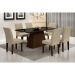 Conjunto de Mesa de Jantar Luna II com Vidro e 6 Cadeiras Grécia Veludo Castor e Creme
