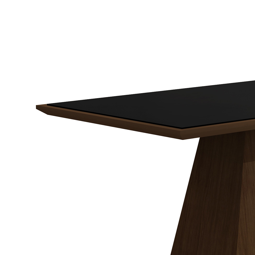 Conjunto de Mesa de Jantar Luna II com Vidro e 6 Cadeiras Grécia Veludo Castor e Creme