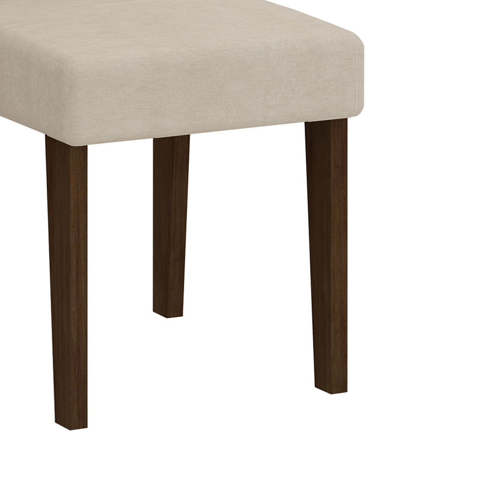 Conjunto de Mesa de Jantar Luna II com Vidro e 6 Cadeiras Grécia Veludo Castor e Creme