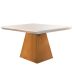 Conjunto de Mesa de Jantar Luna com 4 Cadeiras Estofadas Grécia Veludo Creme e Imbuia