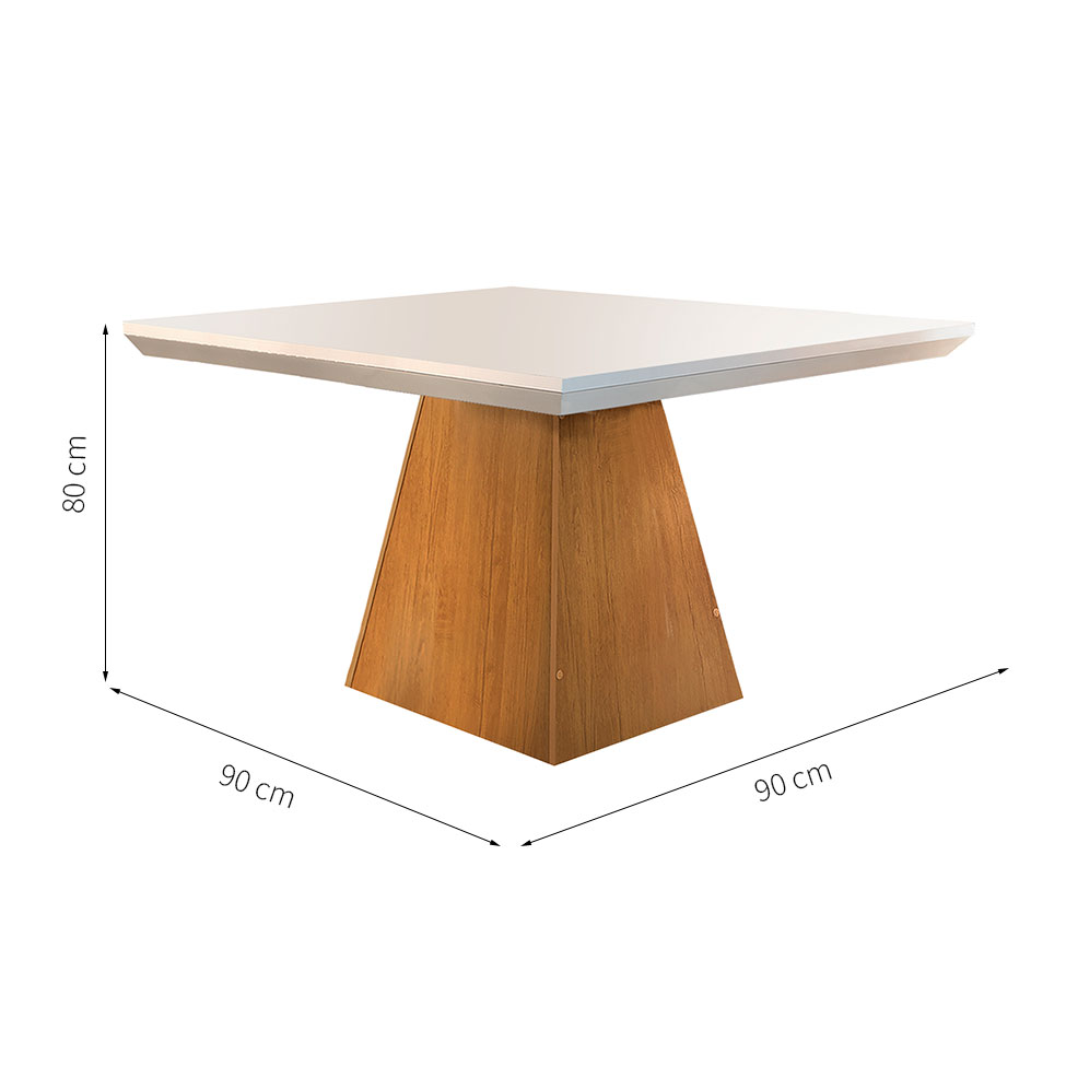 Conjunto de Mesa de Jantar Luna com 4 Cadeiras Estofadas Grécia Veludo Creme e Imbuia