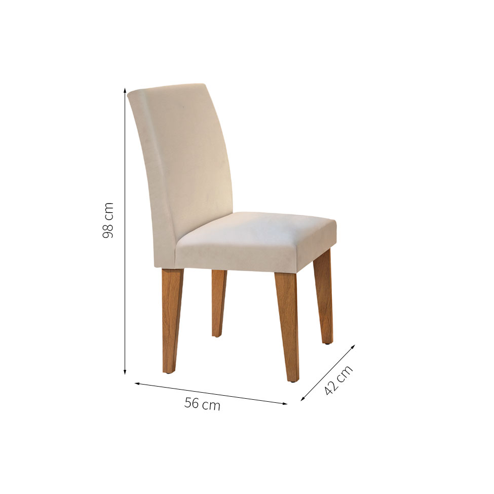 Conjunto de Mesa de Jantar Luna com 4 Cadeiras Estofadas Grécia Veludo Creme e Imbuia