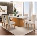 Conjunto de Mesa de Jantar Luna com 6 Cadeiras Estofadas Grécia I Veludo Off White e Creme