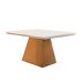 Conjunto de Mesa de Jantar Luna com Tampo Off White e 4 Cadeiras Grécia Suede Chocolate e Imbuia