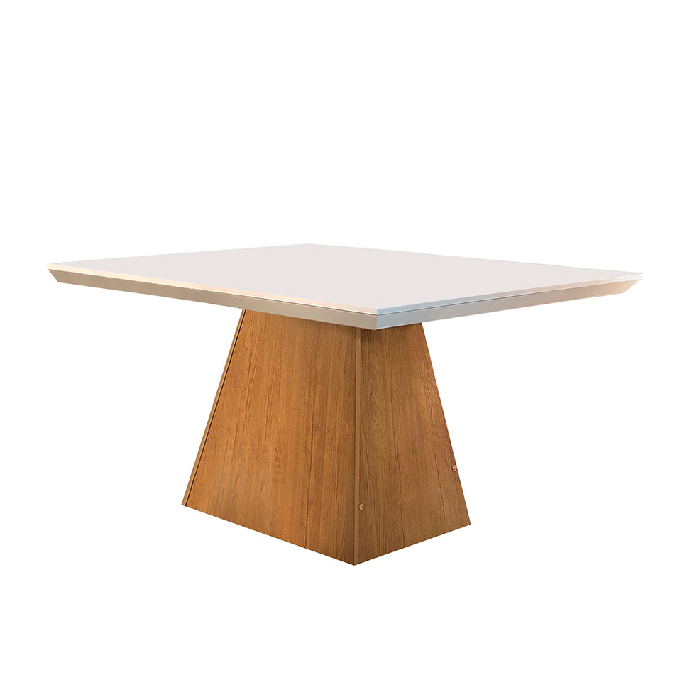 Conjunto de Mesa de Jantar Luna com Tampo Off White e 4 Cadeiras Grécia Suede Chocolate e Imbuia
