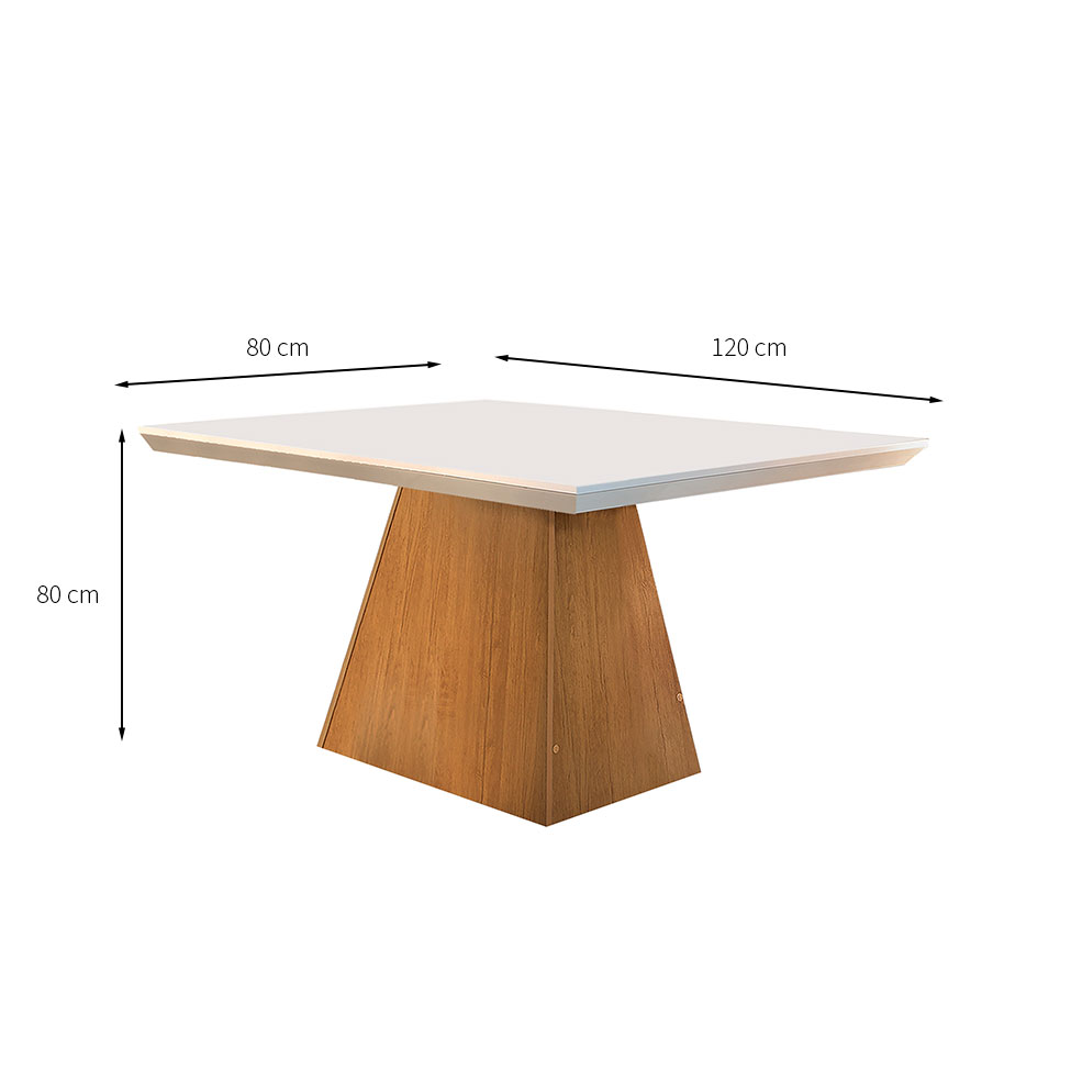 Conjunto de Mesa de Jantar Luna com Tampo Off White e 4 Cadeiras Grécia Suede Chocolate e Imbuia