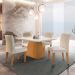 Conjunto de Mesa de Jantar Luna com Tampo Off White e 4 Cadeiras Grécia Veludo Creme e Imbuia