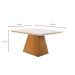 Conjunto de Mesa de Jantar Luna com Tampo Off White e 4 Cadeiras Grécia Veludo Creme e Imbuia
