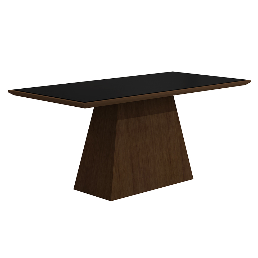 Conjunto de Mesa de Jantar Luna com Vidro e 6 Cadeiras Grécia Castor Preto Com Animalle Chocolate