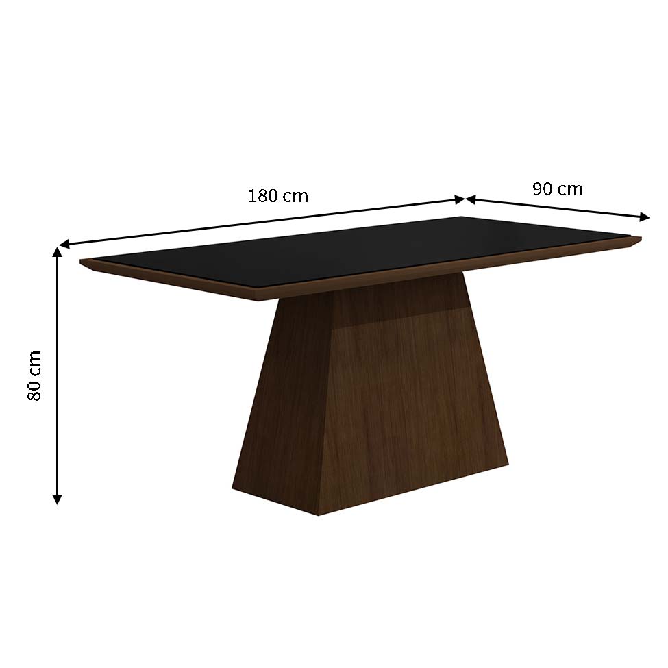 Conjunto de Mesa de Jantar Luna com Vidro e 6 Cadeiras Grécia Castor Preto Com Animalle Chocolate