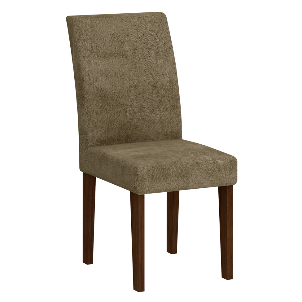 Conjunto de Mesa de Jantar Luna com Vidro e 6 Cadeiras Grécia Castor Preto Com Animalle Chocolate