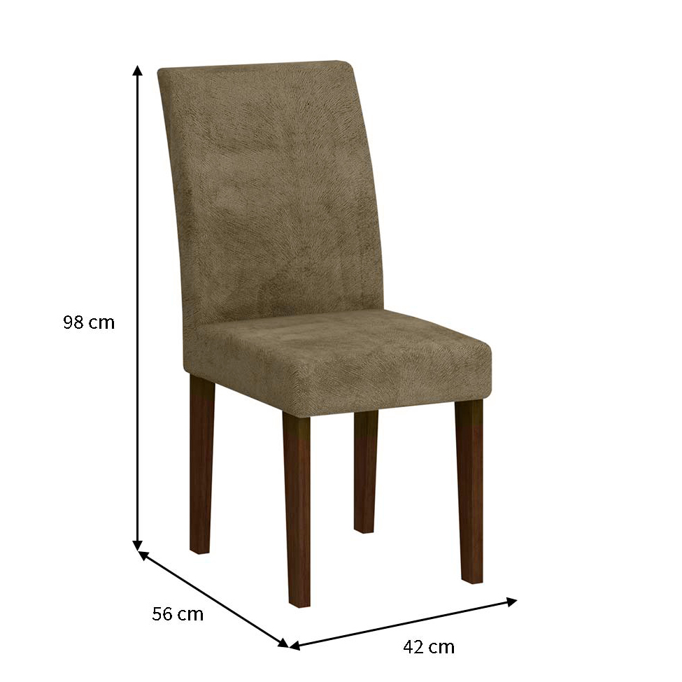 Conjunto de Mesa de Jantar Luna com Vidro e 6 Cadeiras Grécia Castor Preto Com Animalle Chocolate