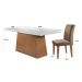 Conjunto de Mesa de Jantar Luna com Vidro e 6 Cadeiras Grécia Veludo Chocolate e Off White