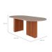 Conjunto de Mesa de Jantar Oval com Tampo de Vidro Off White Ester e 6 Cadeiras Fernanda Linho Bege e Cinamomo