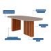 Conjunto de Mesa de Jantar Oval com Tampo de Vidro Off White Ester e 6 Cadeiras Fernanda Linho Bege e Cinamomo