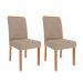 Conjunto de Mesa de Jantar Oval com Tampo de Vidro Off White Ester e 6 Cadeiras Fernanda Linho Bege e Cinamomo