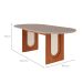 Conjunto de Mesa de Jantar Oval com Tampo de Vidro Off White Valentina e 6 Cadeiras Paola Suede Nude e Cinamomo