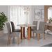 Conjunto de Mesa de Jantar Quadrada Com Tampo MDF Off White Flora e 4 Cadeiras Fernanda Linho Grafite e Cinamomo