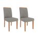 Conjunto de Mesa de Jantar Quadrada Com Tampo MDF Off White Flora e 4 Cadeiras Fernanda Linho Grafite e Cinamomo