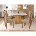 Conjunto de Mesa de Jantar Quadrada com Tampo de Vidro Off White Ana e 8 Cadeiras Fernanda Linho Bege e Nature