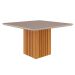 Conjunto de Mesa de Jantar Quadrada com Tampo de Vidro Off White Ana e 8 Cadeiras Fernanda Linho Bege e Nature
