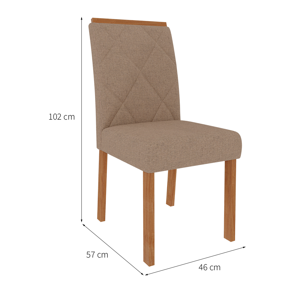 Conjunto de Mesa de Jantar Quadrada com Tampo de Vidro Off White Ana e 8 Cadeiras Fernanda Linho Bege e Nature