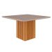 Conjunto de Mesa de Jantar Quadrada com Tampo de Vidro Off White Ana e 8 Cadeiras Fernanda Suede Nude e Nature