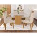 Conjunto de Mesa de Jantar Quadrada com Tampo de Vidro Off White Ana e 8 Cadeiras Paola Suede Nude e Nature