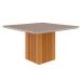 Conjunto de Mesa de Jantar Quadrada com Tampo de Vidro Off White Ana e 8 Cadeiras Paola Suede Nude e Nature