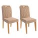 Conjunto de Mesa de Jantar Quadrada com Tampo de Vidro Off White Ana e 8 Cadeiras Paola Suede Nude e Nature