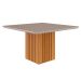 Conjunto de Mesa de Jantar Quadrada com Tampo de Vidro Off White Ana e 8 Cadeiras Tais Suede Joli e Nature