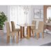 Conjunto de Mesa de Jantar Quadrada com Tampo de Vidro Off White Flora e 4 Cadeiras Maia Linho Gengibre e Nature
