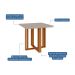Conjunto de Mesa de Jantar Quadrada com Tampo de Vidro Off White Flora e 4 Cadeiras Maia Linho Gengibre e Nature