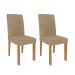 Conjunto de Mesa de Jantar Quadrada com Tampo de Vidro Off White Flora e 4 Cadeiras Maia Linho Gengibre e Nature