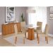 Conjunto de Mesa de Jantar Quadrada com Tampo de Vidro Off White Sophia e 4 Cadeiras Maia Linho Gengibre e Cinamomo