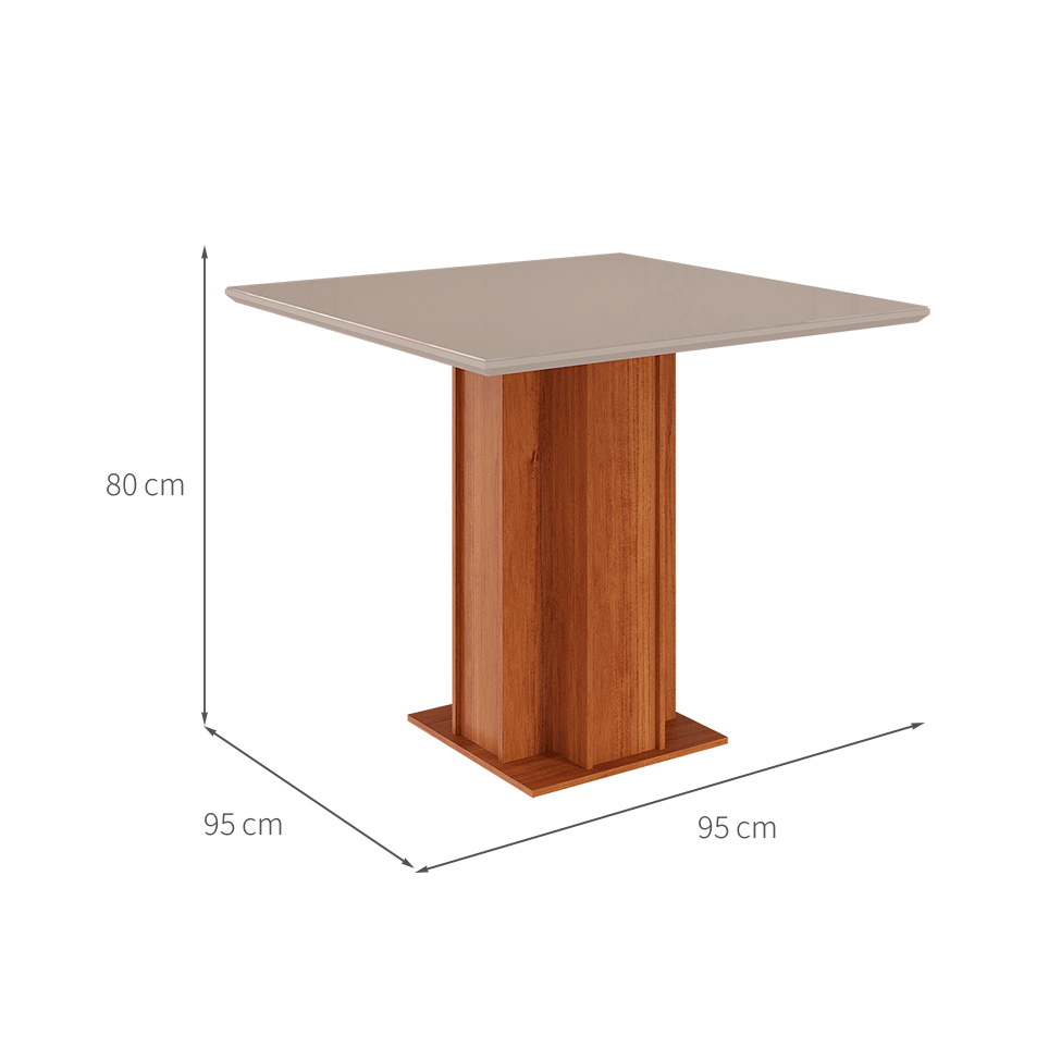 Conjunto de Mesa de Jantar Quadrada com Tampo de Vidro Off White Sophia e 4 Cadeiras Maia Linho Gengibre e Cinamomo