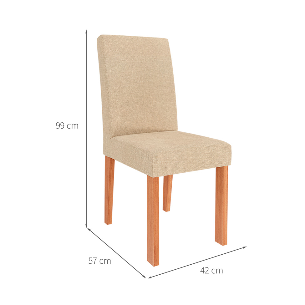 Conjunto de Mesa de Jantar Quadrada com Tampo de Vidro Off White Sophia e 4 Cadeiras Maia Linho Gengibre e Cinamomo