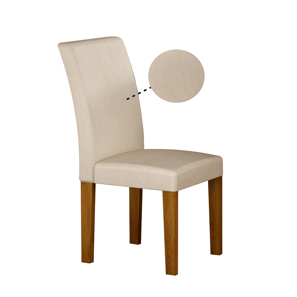 Conjunto de Mesa de Jantar Quadrada com Tampo de Vidro Off White e 4 Cadeiras Napoli Veludo Palha e Freijó