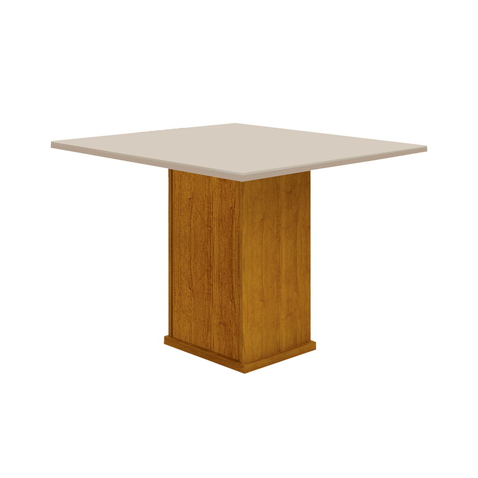 Conjunto de Mesa de Jantar Quadrada com Tampo de Vidro Off White e 4 Cadeiras Napoli Veludo Palha e Freijó