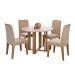 Conjunto de Mesa de Jantar Redonda com Tampo MDF Off White Flora e 4 Cadeiras Nicole Suede Nude e Nature