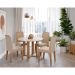 Conjunto de Mesa de Jantar Redonda com Tampo MDF Off White Flora e 4 Cadeiras Nicole Suede Nude e Nature