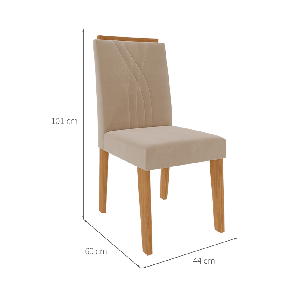 Conjunto de Mesa de Jantar Redonda com Tampo MDF Off White Flora e 4 Cadeiras Nicole Suede Nude e Nature