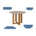 Conjunto de Mesa de Jantar Redonda com Tampo MDF Off White Flora e 4 Cadeiras Nicole Suede Nude e Nature