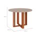 Conjunto de Mesa de Jantar Redonda com Tampo de Vidro Off White Flora e 4 Cadeiras Clarice Linho Bege e Cinamomo