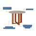 Conjunto de Mesa de Jantar Redonda com Tampo de Vidro Off White Flora e 4 Cadeiras Clarice Linho Bege e Cinamomo