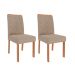 Conjunto de Mesa de Jantar Redonda com Tampo de Vidro Off White Flora e 4 Cadeiras Clarice Linho Bege e Cinamomo
